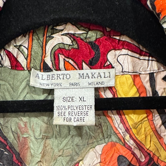 Alberto Makali Multicolor Abstract Button Down Crinkled Shirt - XL - Picture 2 of 7